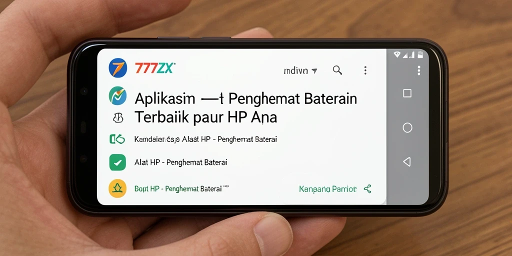Antarmuka aplikasi Penghemat Baterai 777ZX yang intuitif dan informatif.