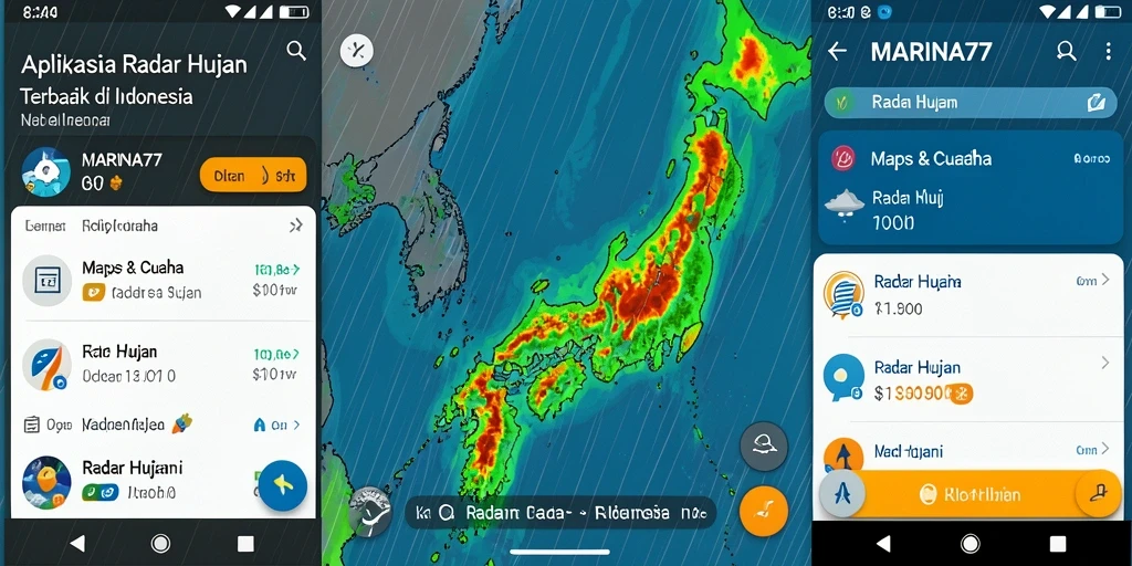 Antarmuka aplikasi MARINA77 menampilkan radar hujan dengan jelas dan interaktif.