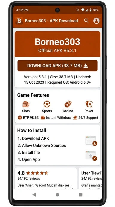 Panduan Unduh dan Instal APK borneo303 untuk Android